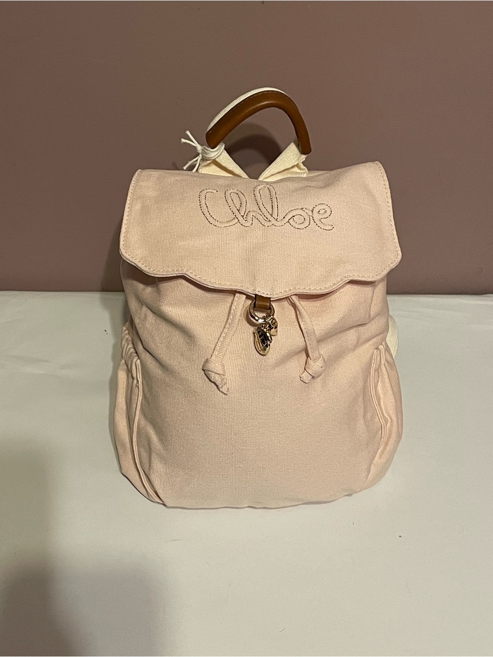 New authentic Chloe pink Drawstring Backpack - Picture 2 of 10